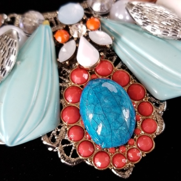 Repurposed Vintage Jewelry Statement Necklace - Picture 9 of 12